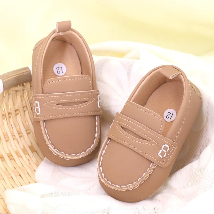 LONSOEN Baby Girls Boys Loafers Prewalker Dress Crib Shoes - Image 3