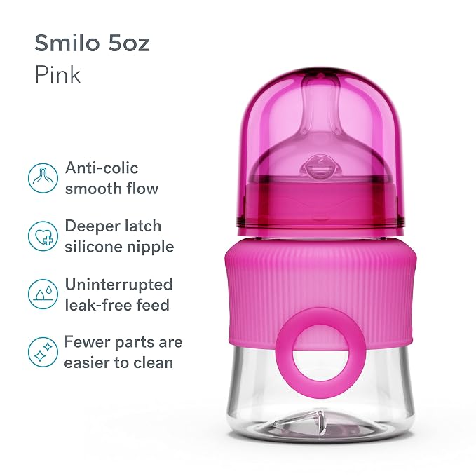 Smilo Baby Bottle Set with Stage 0 Slow Flow Anti Colic Nipple, 5 Oz / 150 ml - Image 2