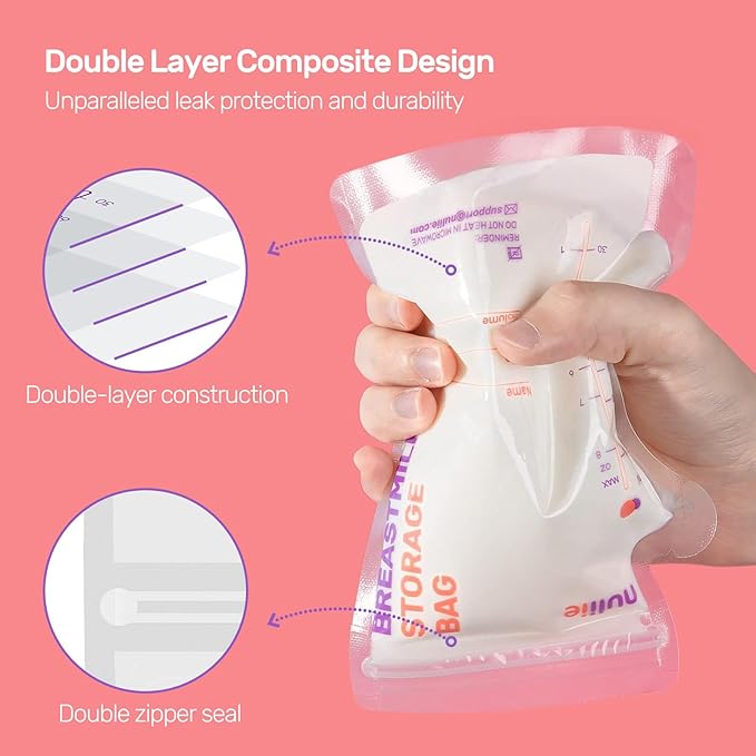 Nuliie 80 Pcs Breastmilk Storage Bags, 8 OZ Breast Milk Storing Bags, BPA Free - Image 4