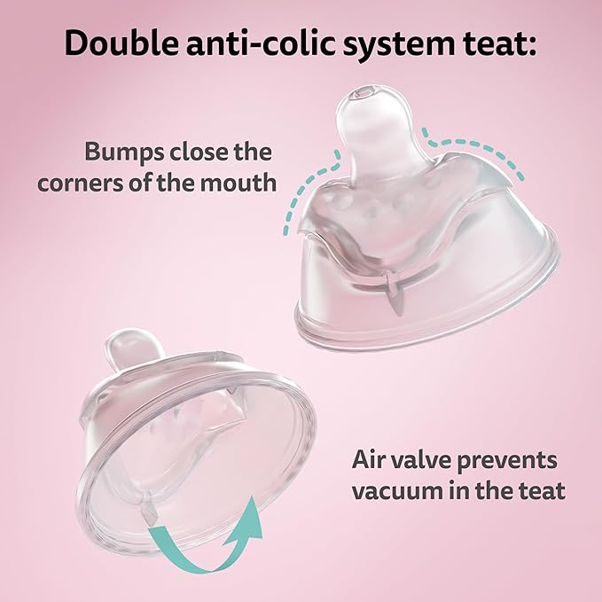 Herobility Double Anti-Colic Baby Bottles – 12 fl oz/340ml – 3-Pack – Peach - Image 3