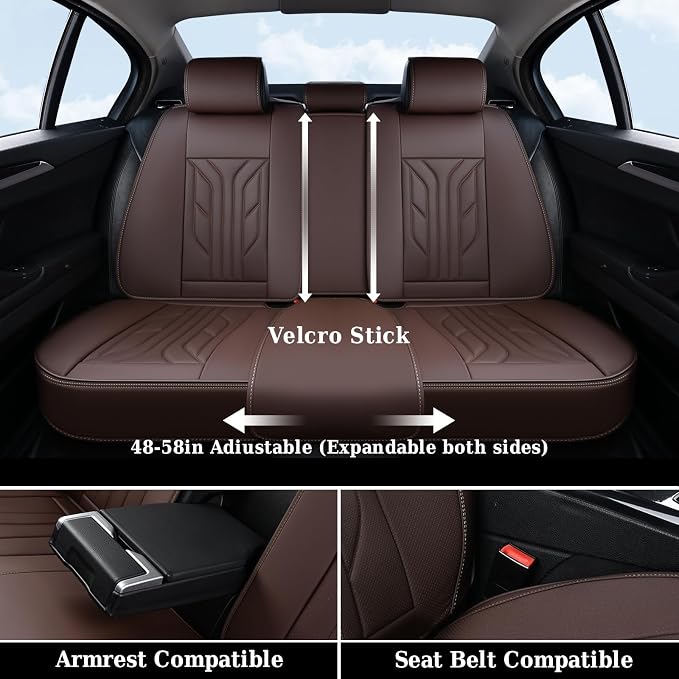 Coverado Car Seat Covers Full Set, Car Seat Protectors Leather Seat Covers - Image 7