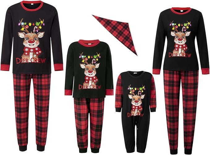 Awoscut Christmas Family Matching Pajamas Christmas Pjs Holiday Nightwear - Image 6