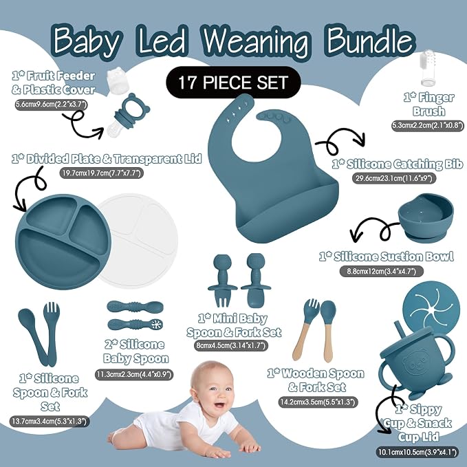 Baby Led Weaning Supplies, 17 Piece BPA-Free Silicone Feeding Set, Eating - Image 2