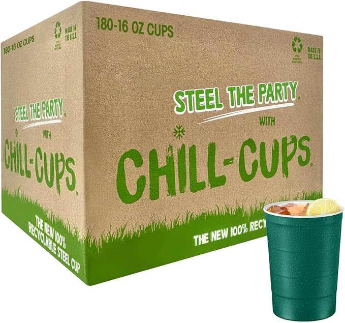 16 oz. Party Cups, Sturdy & Durable, Disposable and 100% Recyclable, Made in USA by SteelChillCups
