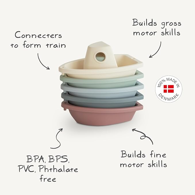 mushie Stackable Bath Boats Toy | Floating Bathtub Toys - Image 3