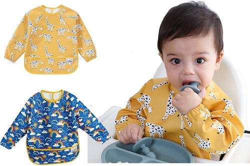 2 Pack Baby Bibs for Boy, Baby Bibs for Eating, Mess Proof Baby Bib, Full by YKVOSAR
