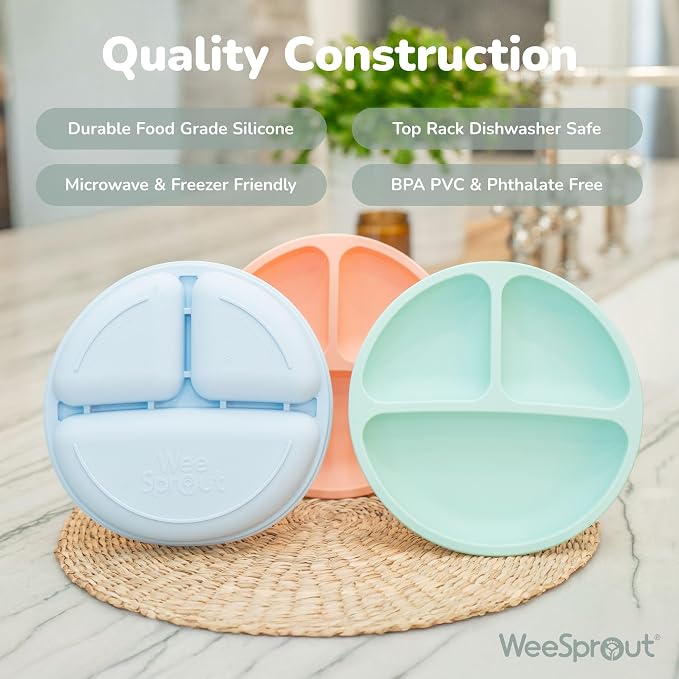 WeeSprout Silicone Plates for Babies & Toddlers 100% Food-Grade Dishes for Self - Image 4