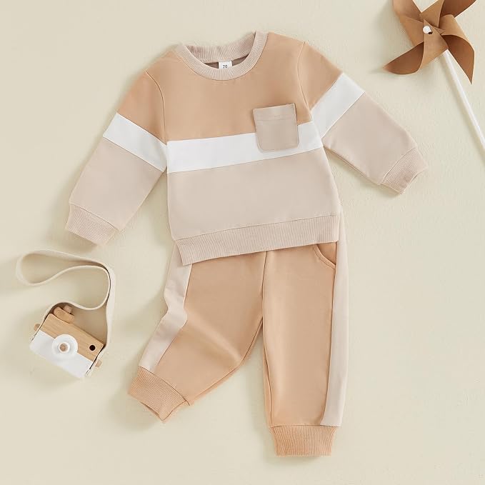 Toddler Baby Boy Fall Outfits Long Sleeve Crew Neck Pullover Sweatshirt + - Image 2