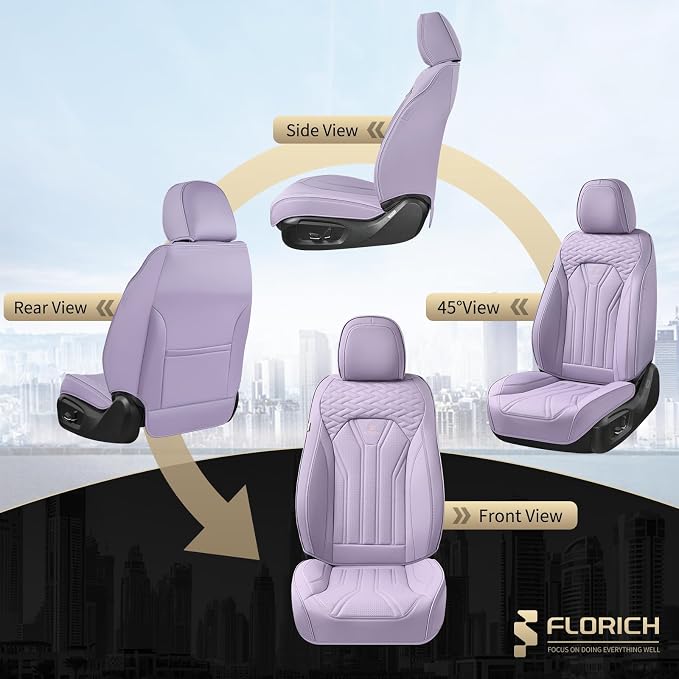 FLORICH Car Seat Covers, Leather Front Seat Cover, Automotive Seat Cover 2 Pack - Image 5