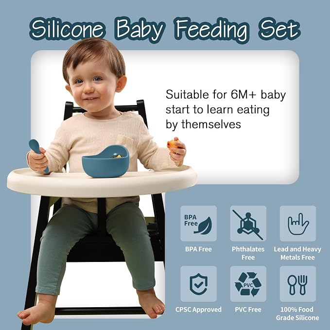Baby Led Weaning Supplies, 8 Piece BPA-Free Silicone Feeding Set, Silicone - Image 3