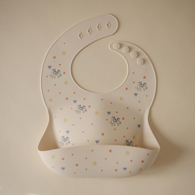 mushie x Bluey Silicone Baby Bib | Adjustable Fit Waterproof Bibs - Image 3