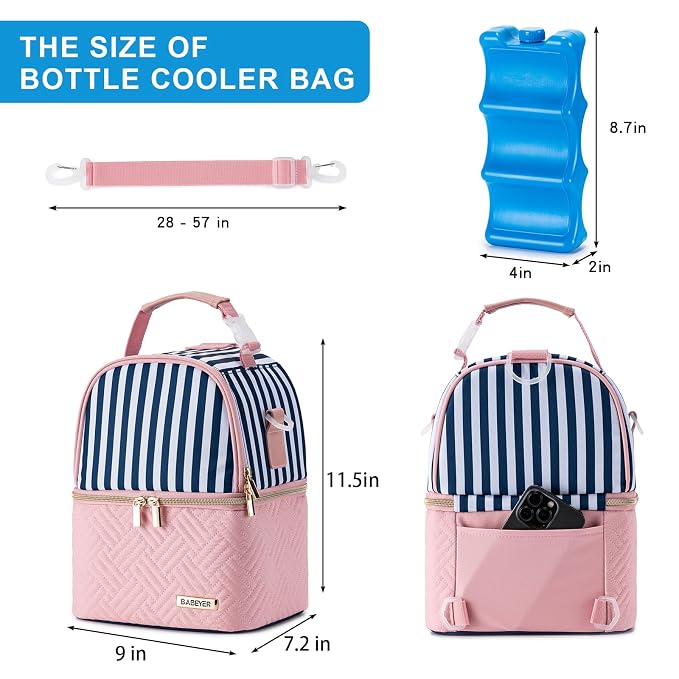 Breastmilk Cooler Bag with Ice Pack Fits 6 Baby Bottles up to 9 Ounce, Breast - Image 5