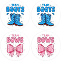 80Pcs Funny Boot and Bow Gender Reveal Stickers Roll, 2 inch Team Boy Team Girl by PNTKION