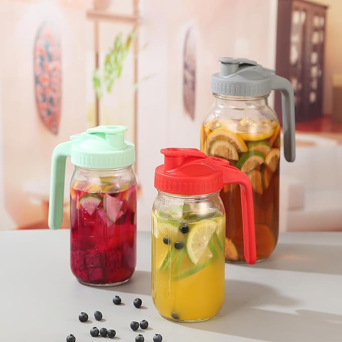 Glass Pitcher with Lid, 64 OZ Mason Jar Pitcher Double Leak Proof, 2 Quart - Image 8