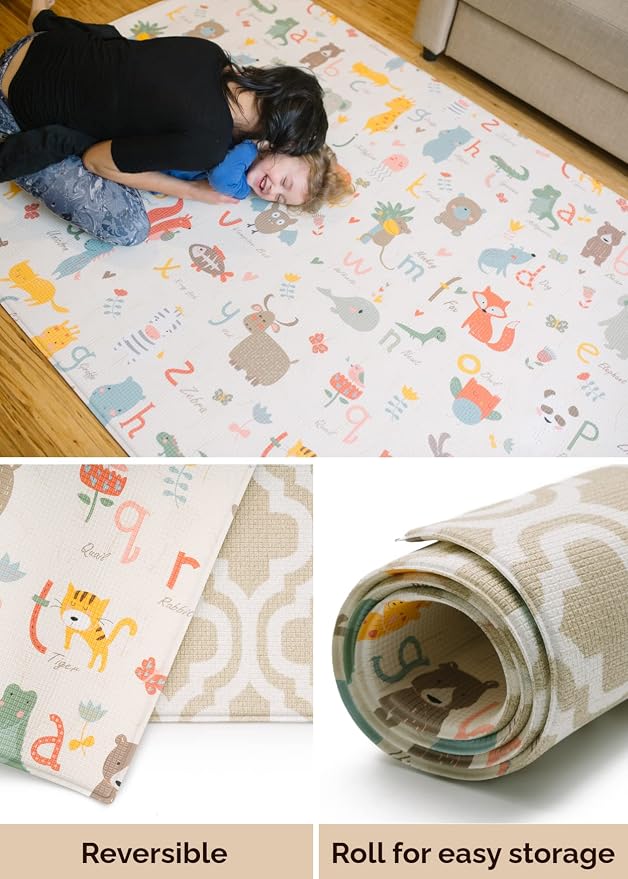 Baby Care Play Mat 82'' x 55'' Original One-Piece Reversible Rollable - Image 5