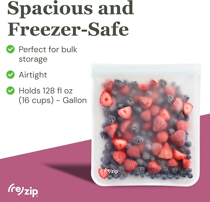zip Gallon Reusable Storage Bags, Food-Grade 100% Food-Safe PEVA, - Image 3