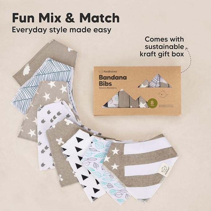 8-Pack Organic Baby Bandana Bibs - Image 9