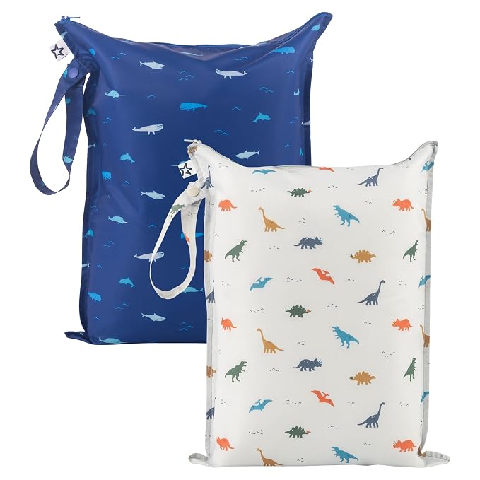 Tiny Twinkle Wet Dry Bag – 2 Pack Reusable Waterproof & Mess Proof Wet Bags by TinyTwinkle