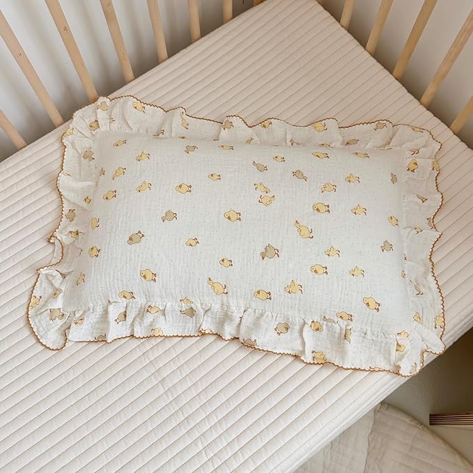 BuLuTu Cute Toddler Pillow Cases Cotton Muslin Toddler Pillowcase 1 PC - Image 3