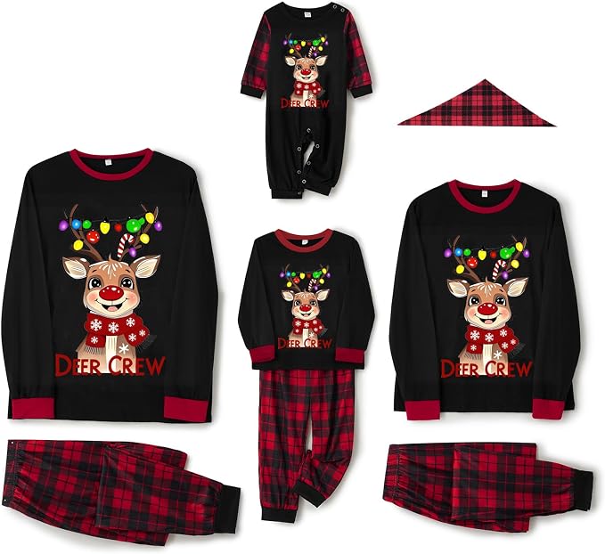Awoscut Christmas Family Matching Pajamas Christmas Pjs Holiday Nightwear - Image 5