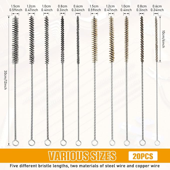 Wire Tube Brushes Bulk for Cleaning Pipe Tube Brass Stainless Steel Round Wire - Image 2