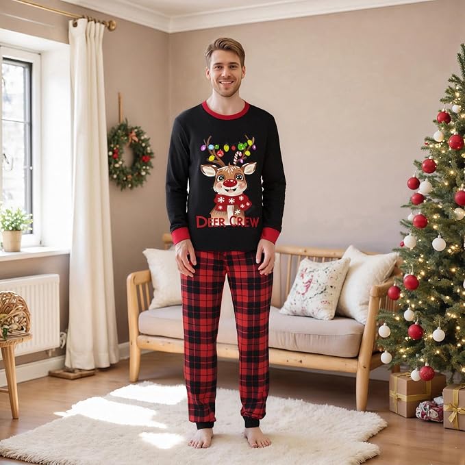 Awoscut Christmas Family Matching Pajamas Christmas Pjs Holiday Nightwear - Image 3