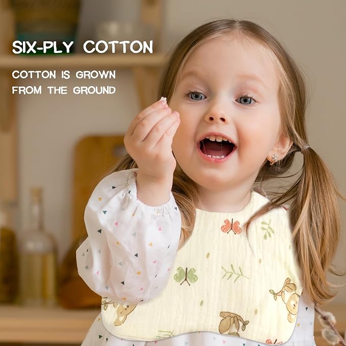 Baby Bibs Muslin Bibs for Baby Girl Boy for Drooling and Teething 10 Pack - Image 6
