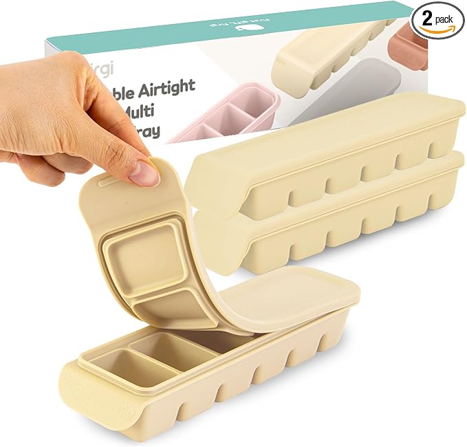 Silicone Freezer Trays with Lid, 2ea 1oz 6 Section-Leak Proof Silicone Freezer by FIRGI-FirstGift