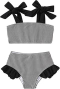 YOUNGER TREE Toddler Girls Two Pieces Swimsuit Color Block Stripe Swimwear by YOUNGERTREE