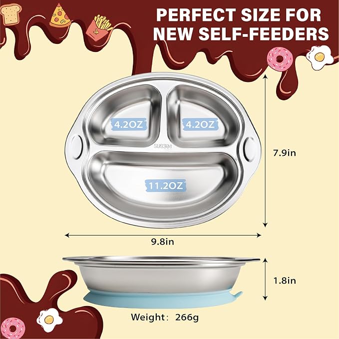 MR. CHOU Stainless Steel Baby Suction Plate, Divided Plates - Image 7