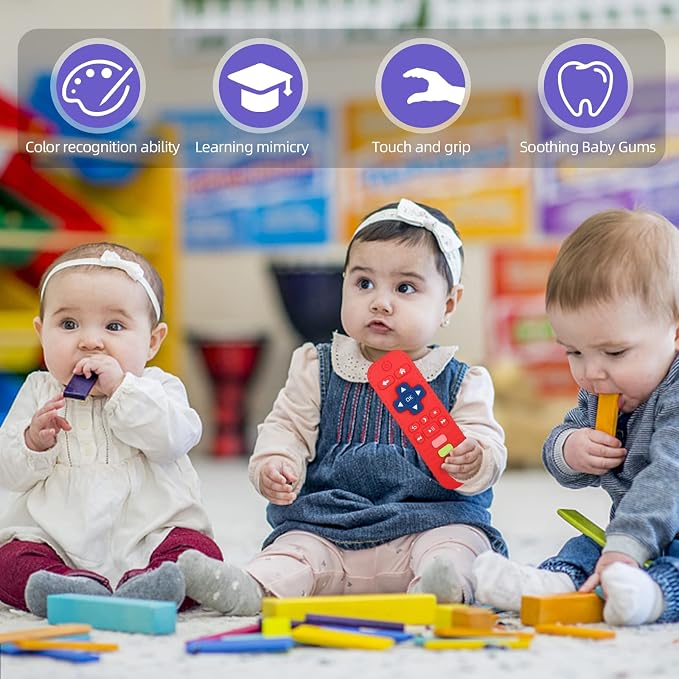Chuya Remote Teethers Silicone Baby Teething Toys, TV Remote Teether Toy Red - Image 7
