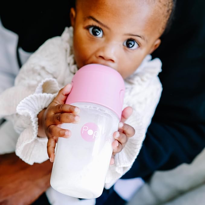 PopYum 9 oz Pink Anti-Colic Formula Making/Mixing/Dispenser Baby Bottles - Image 3