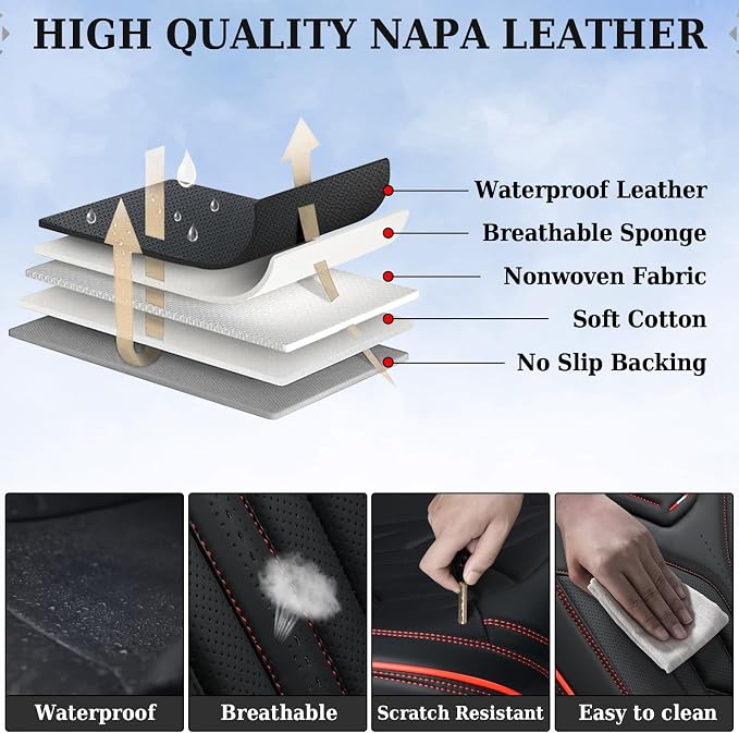 Coverado Seat Covers, Car Seat Covers Full Set, Leather Seat Covers - Image 8