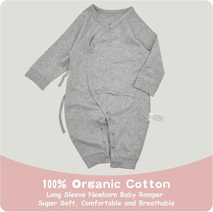 100% Organic Cotton Soft 0-6 Months Unisex Footless Newborn Baby Sleepers - Image 2