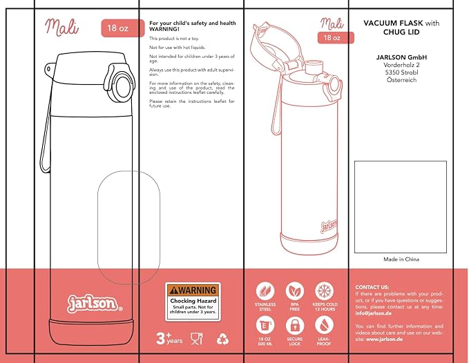 Jarlson® Mali Children's Water Bottle, Thermal Stainless Steel Water Bottle - Image 6