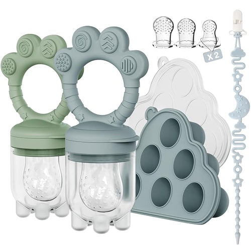 2 Pack Baby Fruit Food Feeder + Breastmilk Popsicle Molds, Baby Teethers by Unknown