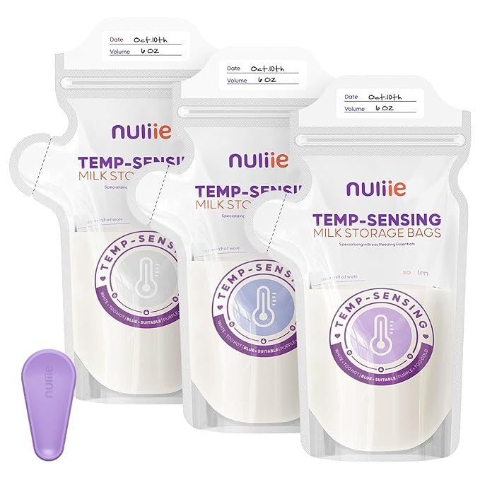Nuliie 60pcs Temp-Sensing Breastmilk Storage Bag, Huge Temp-Sensing Icon & by nuliie