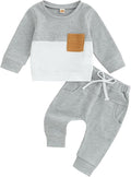 Toddler Baby Boy Fall Clothes Waffle Outfit Long Sleeve Color Blocking by Fufuriprefer