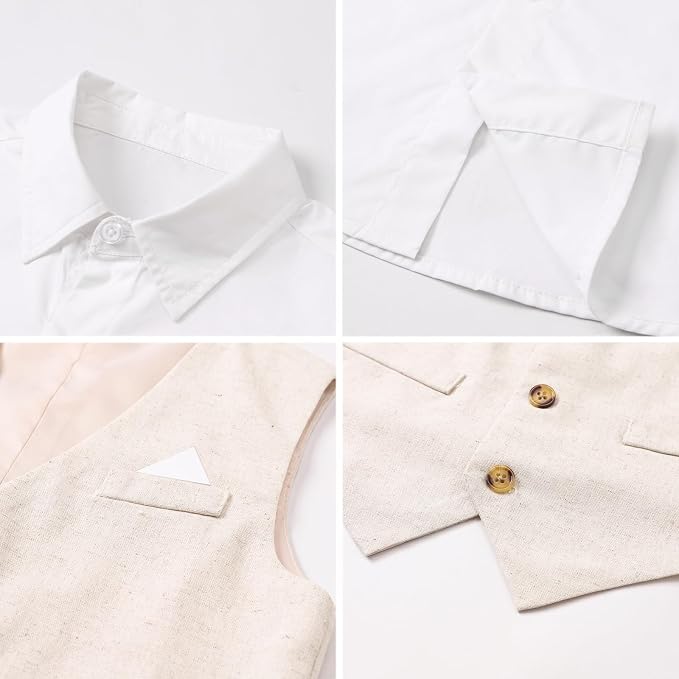 SANGTREE Boys Cotton Linen Suit Formal Set Baby Clothes Boy Gentleman Wedding - Image 4