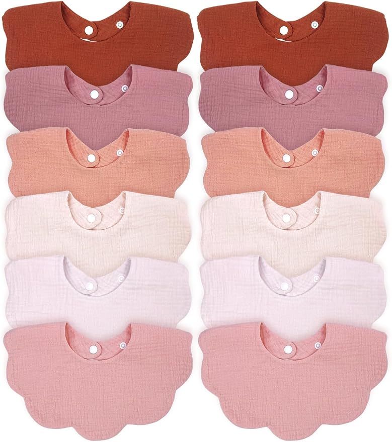 Baby Drool Bibs for Unisex Girls Boys 12 Pack Baby Muslin Bibs for Drooling and by DOSMINE
