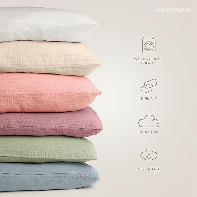 Comfy Cubs Toddler Pillow with Muslin Pillowcase, 13 x 18 in, 2 Pack - Image 5