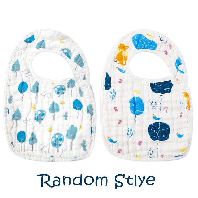 Zainpe 6Pcs Snap Muslin Cotton Baby Bibs Dinosaur Star Bear Pattern Bib - Image 7