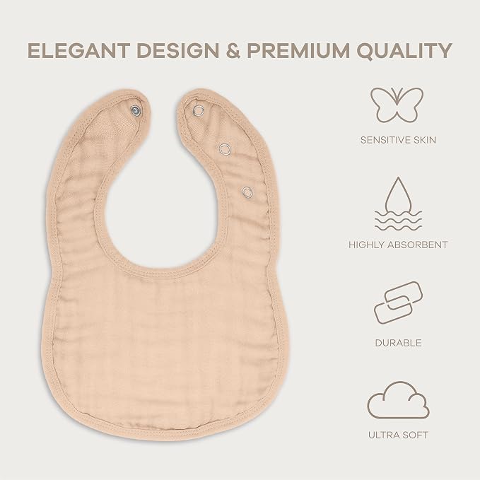 Comfy Cubs Muslin Bibs for Babies, Drool and Teething Bib, Adjustable Snaps - Image 3