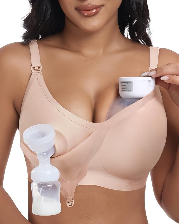 As Fairy Wireless Seamless Pumping Bra Hands Free Nursing Bra Wirefree Comfort by AsFairy