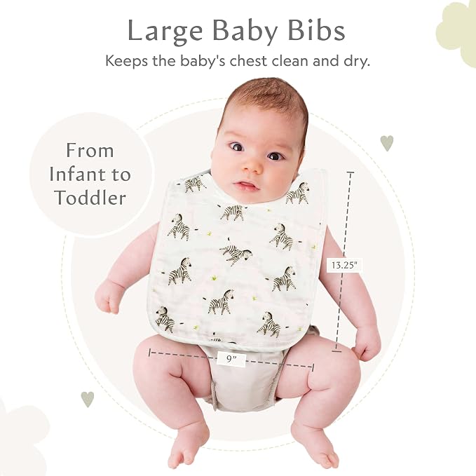 Bamboo Little Bamboo Viscose Baby Bib Set, Giraffe & Zebra - Image 2