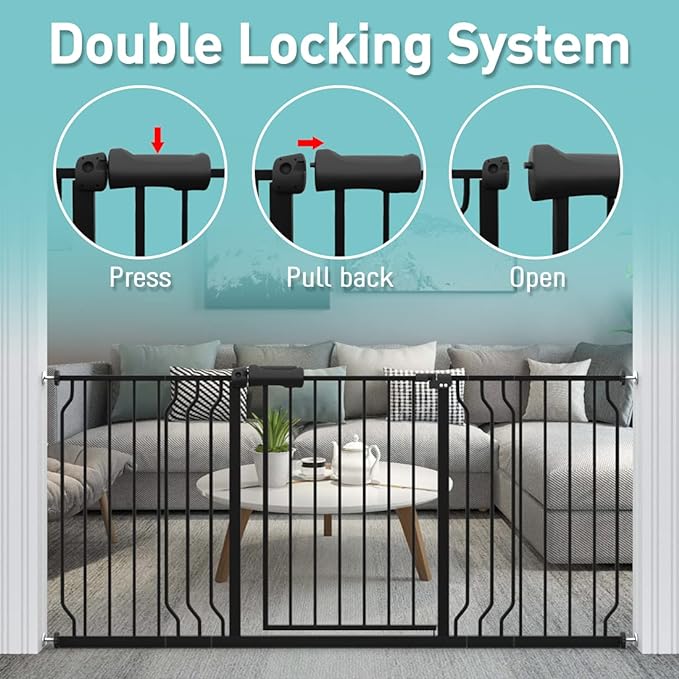WAOWAO Baby Gate 52.76-57.48" Extra Wide Pressure Mounted Walk Through Swing - Image 4
