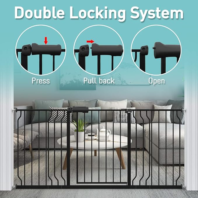 WAOWAO Baby Gate 33.86-38.58" Extra Wide Pressure Mounted Walk Through Swing - Image 4