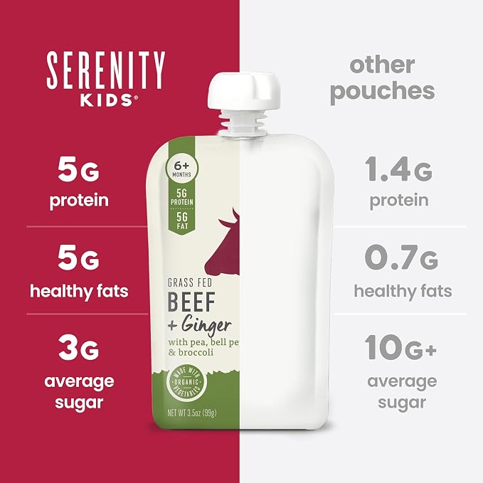 Serenity Kids 6+ Month Organic Beef & Veggie Baby Food Pouches - Image 7