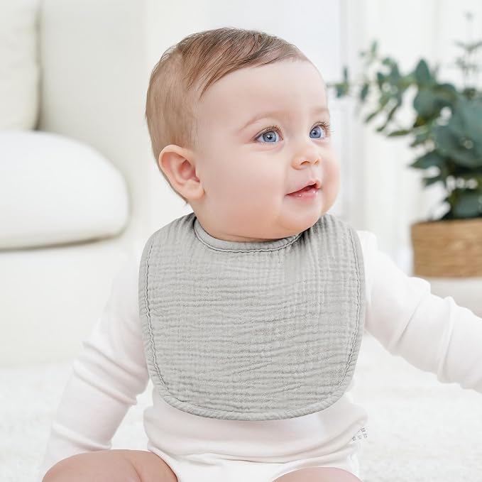 Bearmoss Muslin Baby Drooling Bibs 8 Pack, 100% Cotton Square Adjustable - Image 3