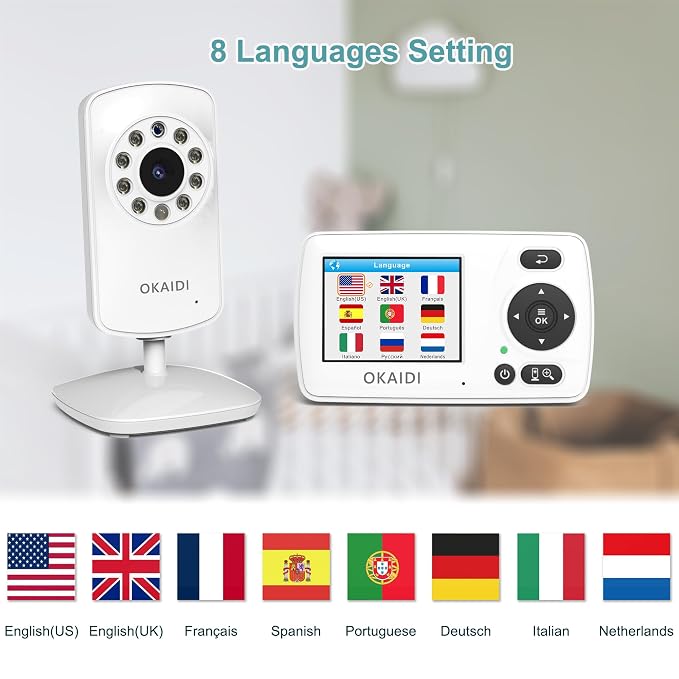OKAIDI Video Baby Monitor with Camera and Audio, 2.4'' Portable Travel Baby - Image 3